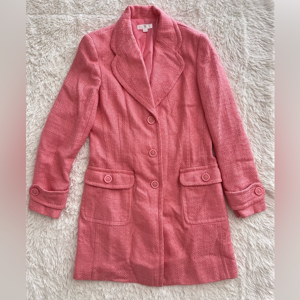 Women's Pink Coat with buttons - vintage retro look